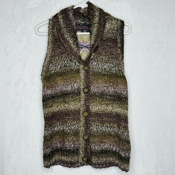 Woolrich Wool Lambswool Blend Sweater Cardigan Sleeveless Fair Isle - Picture 1 of 8